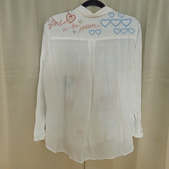 Johnny Was workshop oversize Love Amour shirt embroidered hearts size S - Picture 8 of 14
